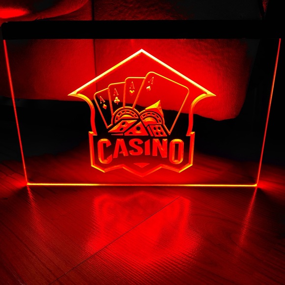 CASINO LED NEON RED LIGHT SIGN 8x12 - Picture 1 of 3